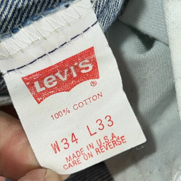 Vintage Levis 505 Jeans Straight Red Tab Made In USA 80s 33 x 33 TAG 34 x 33 - Picture 7 of 9